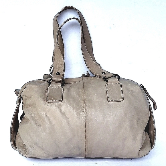 HINGE Floral Tan Suede Leather Shoulder Satchel Bag - Picture 2 of 9